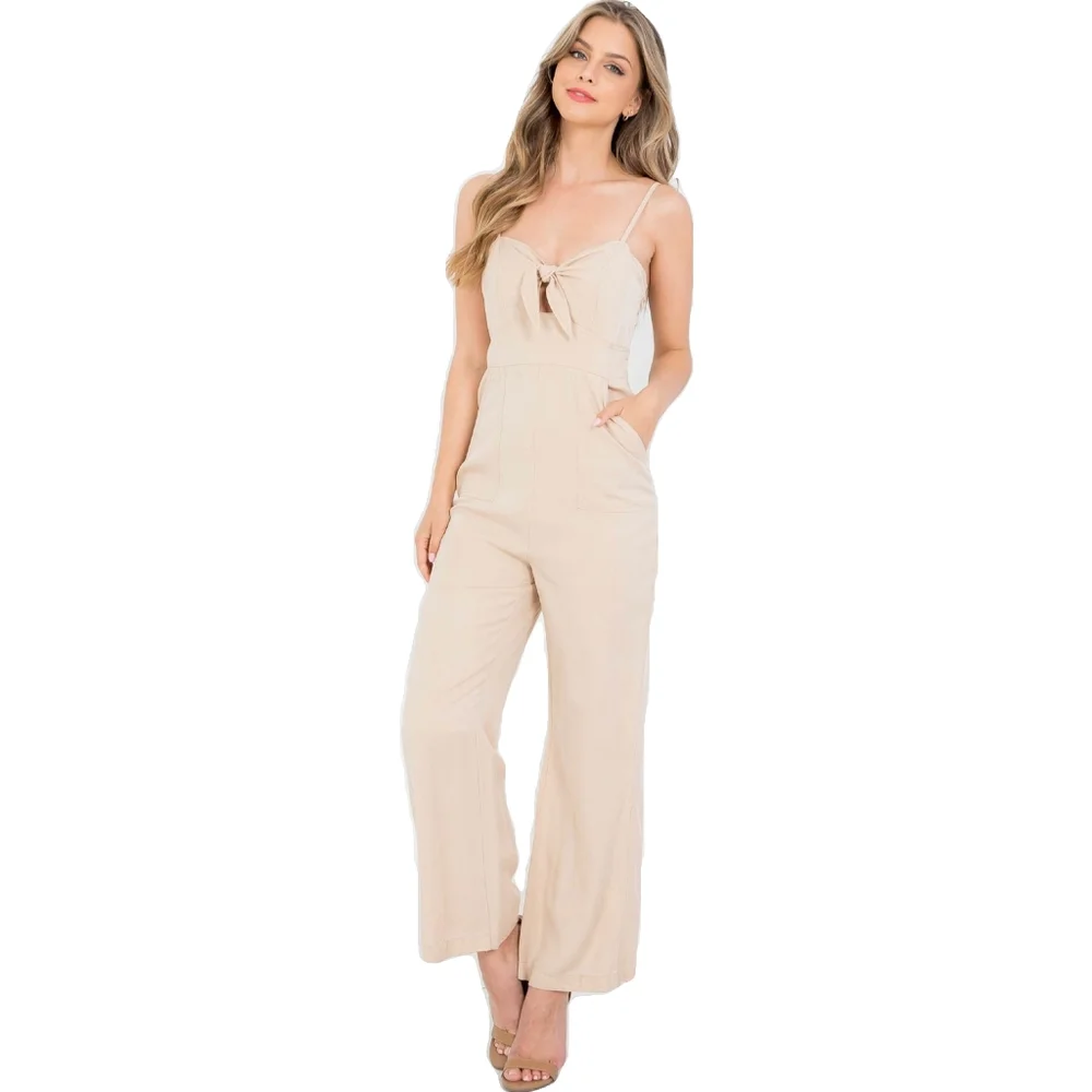 ILLA ILLA Adorable Cream Tencel Straight Leg Sweetheart Jumpsuit - Picture 8 of 10
